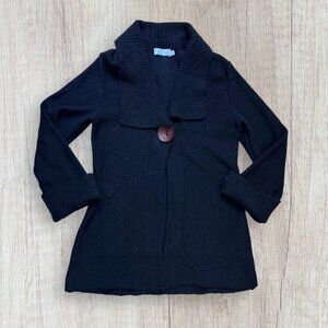 Willow Black Knit Shawl Collar Big 1-Button Cardigan Sweater Women’s L